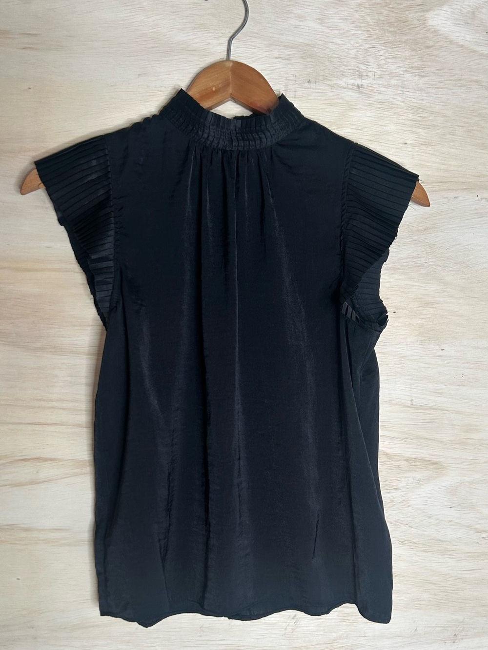 Express Black Pleated High Neck Blouse XS